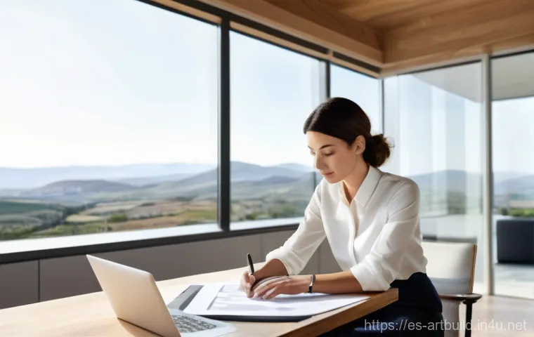 집짓기 전 체크리스트 - **Prompt 1: The Visionary Architect's Dream**
"A talented female architect, in her late 30s, wit...