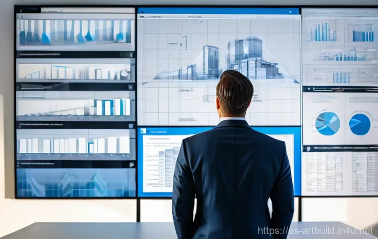 건축 프로젝트 예산 계획 - **Prompt:** A modern architect, dressed in a professional business suit, stands in a brightly lit, c...